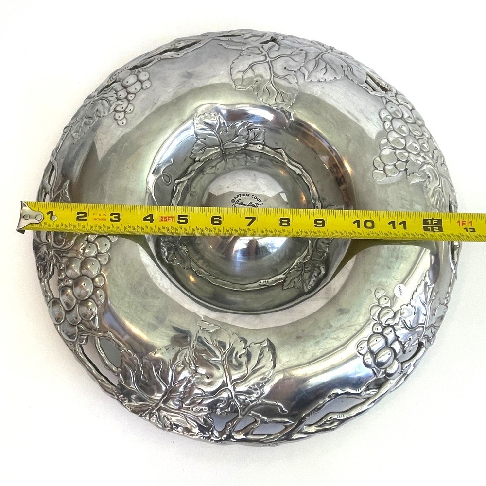 Arthur Court Aluminum Grape Leaf Chip and Dip Server Round Platter 2001 12 Inch - Picture 8 of 8